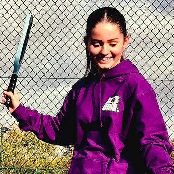 Girl playing pickleball